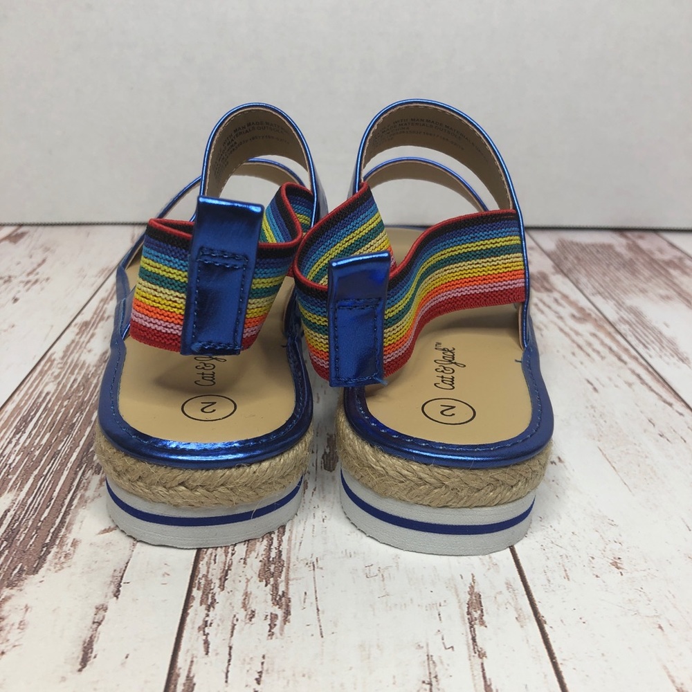 Girls' Metallic Espadrille Platform Rainbow Slide - Picture 3 of 4